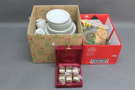 30 Piece Dinner Set, 6 Boxed Napking Rings + Asstd Ceramics Box