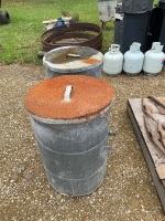 2 old galvanised feed storage drums