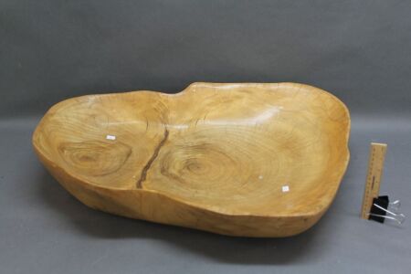 XL Wooden Bowl + Smaller Carved Bowl