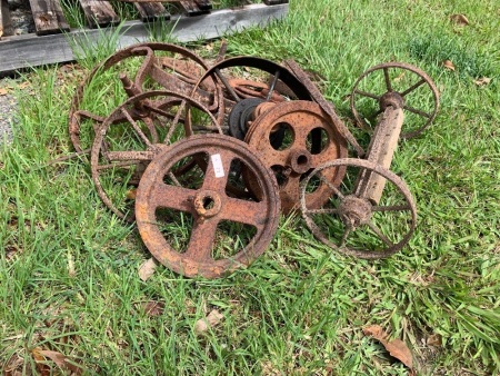 Assortment of small stall wheels, great for garden art.