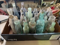 Large collection of various style/colour glass bottles