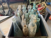 Large collection of various style/colour glass bottles - 2