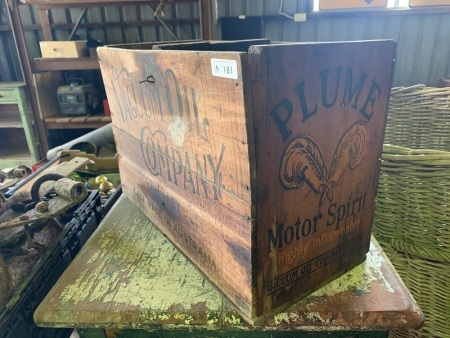 Vacuum Oil Company - Plume Motor Spirit wooden crate