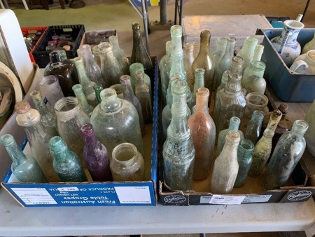 Large a lot of assorted vintage glass bottles