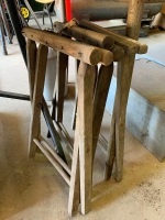 3 wooden camp stool frames