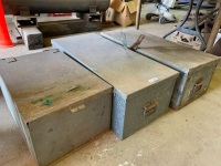 3 galvanised iron storage boxes