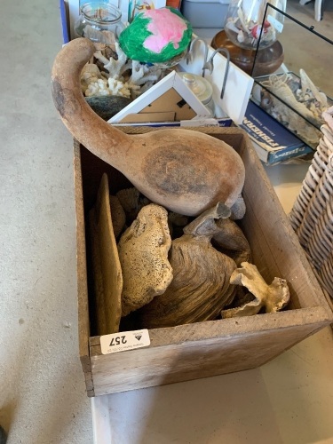 Interesting lot of wood, gourd and coral items