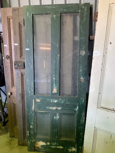 Wooden door with two glass panels