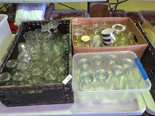 Large lot of wine. water glasses and shot  + 8 Denso beer glasses