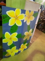 2 canvas flower paintings