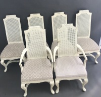 Set of 6 American Made High Back Dining Chairs in Shabby Finish inc. 2 Carvers - 2