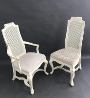 Set of 6 American Made High Back Dining Chairs in Shabby Finish inc. 2 Carvers - 4