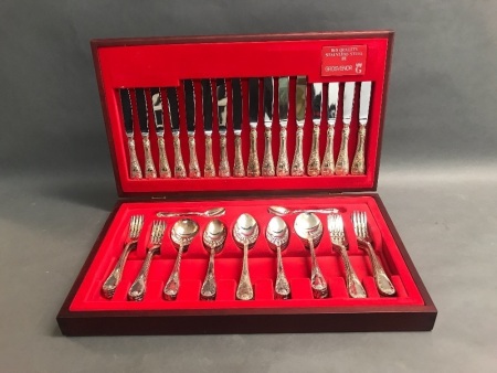 Vintage 59 Piece Grosvenor Plated Cutlery Set in Original Condition and Box