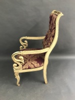 High Button Backed Occasional Chair in Mauve & Gold Silk - 2