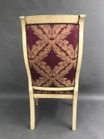 High Button Backed Occasional Chair in Mauve & Gold Silk - 3