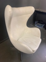 White leatherette egg chair  - 2