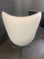 White leatherette egg chair  - 4