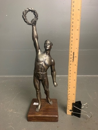 Replica bronze look 1936 athlete with wreath