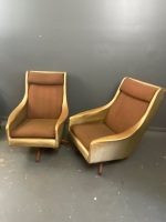 Set of gold vinyl high-back swivel chairs - 2