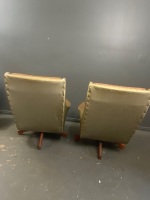 Set of gold vinyl high-back swivel chairs - 3