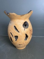 Large wooden vase with burned/hollowed look - 3