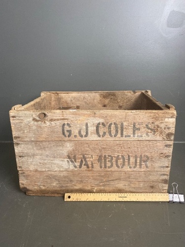 G.J Coles Nambour wooden crate