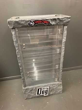 Dirty Dog sunglasses plastic shop display cabinet