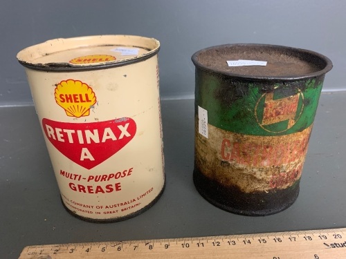 SHELL grease tin Retinax A  & Castrol Castrolease grease tin