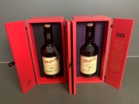 30 and 40 yr old red warehouse display boxes from Glenfarclas - bottles inside sadly empty - 2