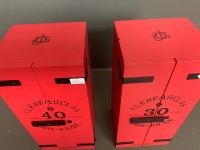 30 and 40 yr old red warehouse display boxes from Glenfarclas - bottles inside sadly empty - 6