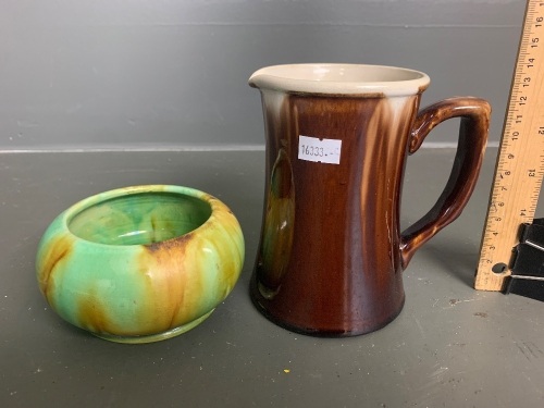 2 x Australian Pottery Bendigo Jug and McHugh bowl 1934