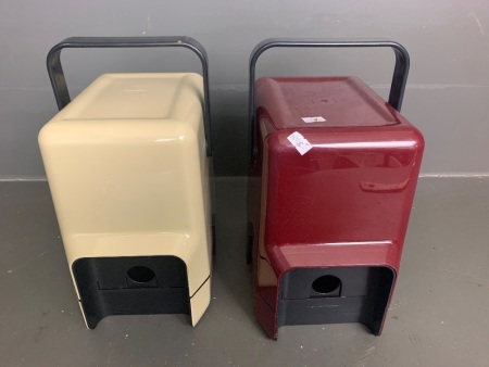 2 wine/spirit carton holders - burgandy and cream