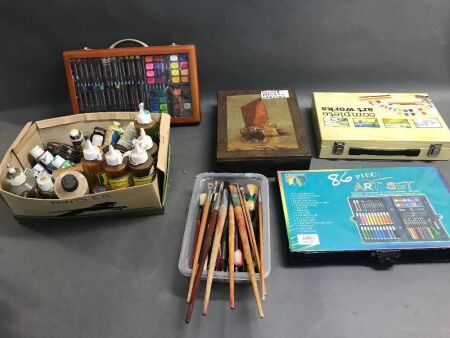Large Job Lot of Artists, Paints, Brushes, Crayons Etc