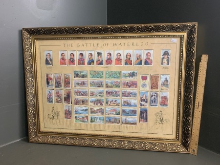 Embossed framed 50 WILLS Cigarette cards of " The Battle of Waterloo"