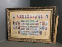 Embossed framed 50 WILLS Cigarette cards of " The Battle of Waterloo"