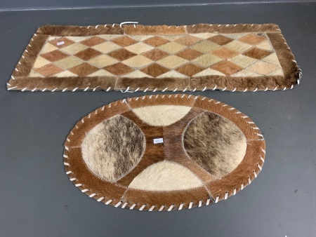 2x cowhide table runs (1x Oval D440) (1x rectangle 790)