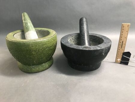 2 Stone Pestle & Mortars