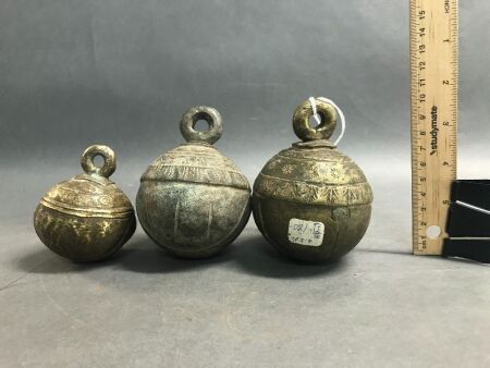 3 Ancient Burmese Bronze Animal Bells