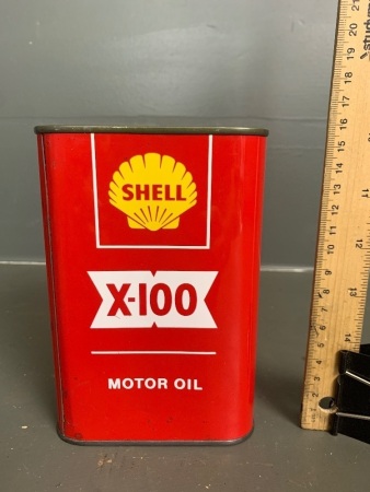 Vintage NOS SHELL x-100 Motor Oil Tin 1L For service ML-MM-MS-DG