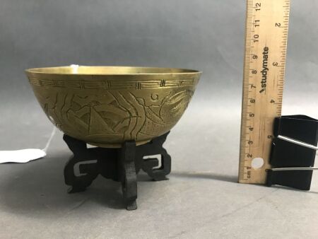 Antique Bell Bronze Temple Singing Bowl C1900 on Stand