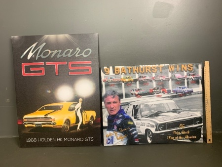 2x HOLDEN Prints. Monaro GTS 1968 Holden HK Monaro GTS and  '05 Peter Brock King of the Mountain 9 Bathurst Wins