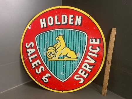 HOLDEN (GMH) Repo Sales and Service round metal sign. (D 560)