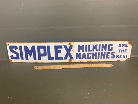 Genuine Simplex Milking Machines enamelled steel sign 