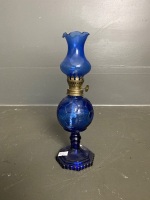 Very cute small blue football shaped kerosene lamp (265)