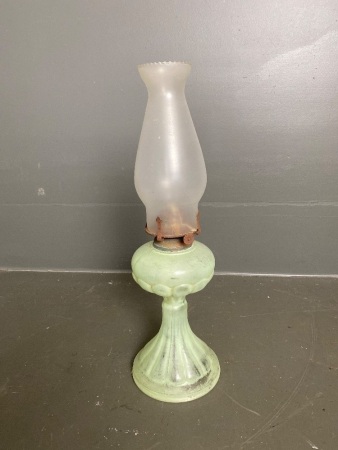 Antique frosted green kerosene lamp (H460)