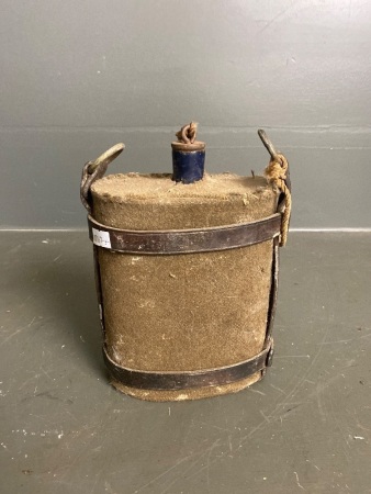 Antique army water canister with hand stitched cover (no strap)