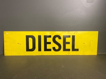 Unleaded / Diesel painted tin sign (1150 x 300)