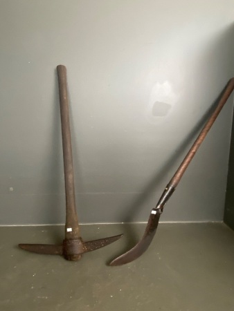 Antique mattock and sickle