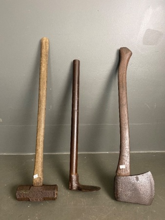 Vintage Axe, Sledge Hammer and Digger - strong equipment