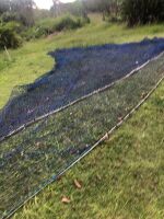 Professional Trawler Net - 20m x 1.3/6m deep plus triangular scoop cone 7m deep and 1.5/8m wide - 50mm mesh and 3mm blue plastic netting rope - 2